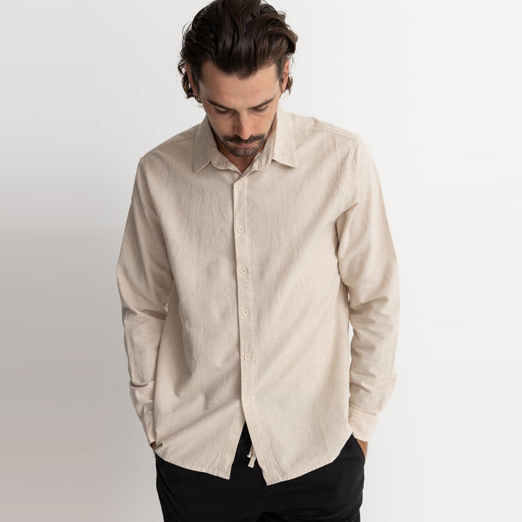 Rhythm Classic Linen LS Shirt - Sand