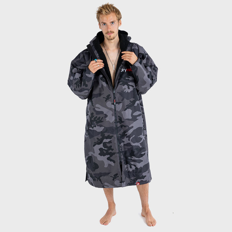 Dryrobe Advance Long Sleeve Change Robe V3 - Black Camouflage/Black