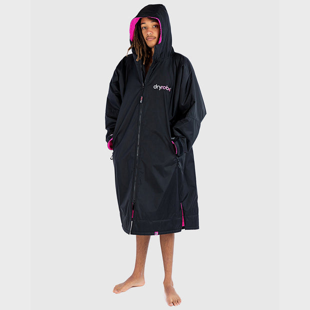 Dryrobe Advance Long Sleeve Change Robe V3 - Black/Pink