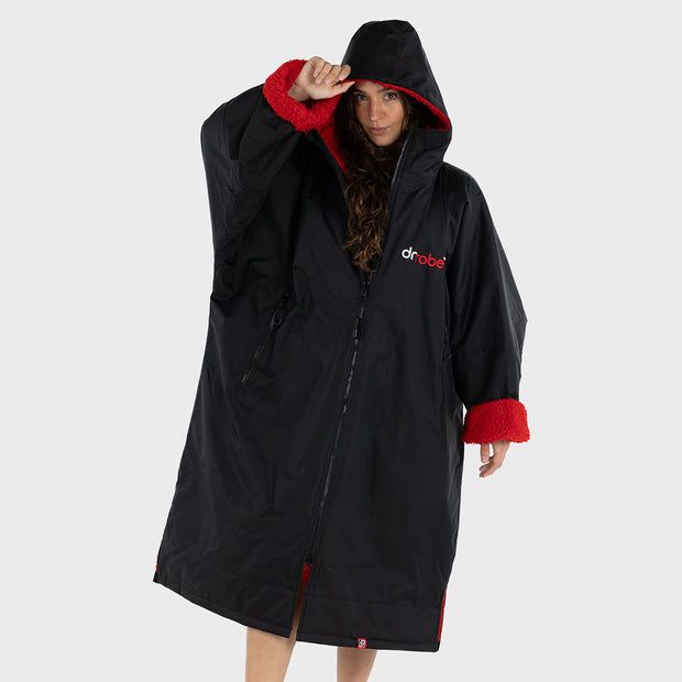 Dryrobe Advance Long Sleeve Change Robe V3 - Black/Red