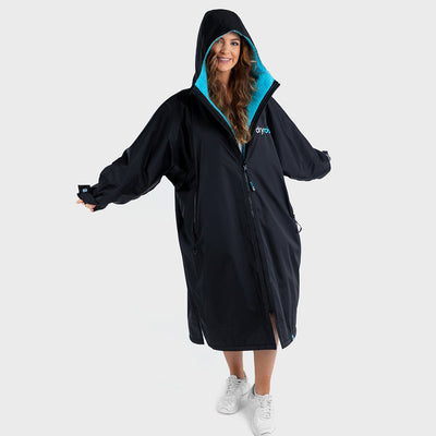 Dryrobe Advance Long Sleeve Change Robe V3 - Black/Blue