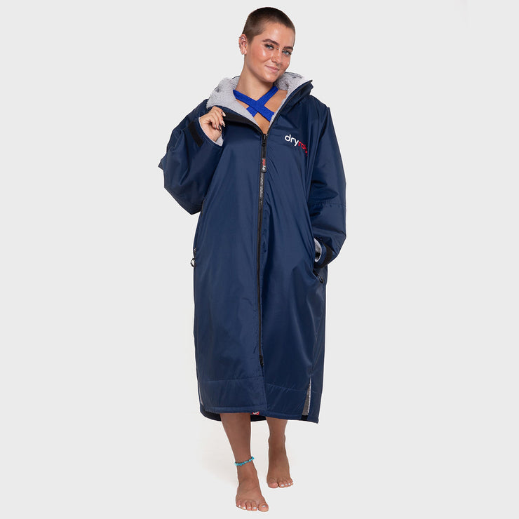 Dryrobe Advance Long Sleeve Change Robe V3 - Navy Blue/Grey