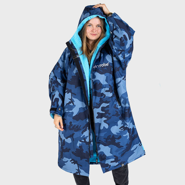 Dryrobe Advance Long Sleeve Change Robe V3 - Blue Camo/Blue