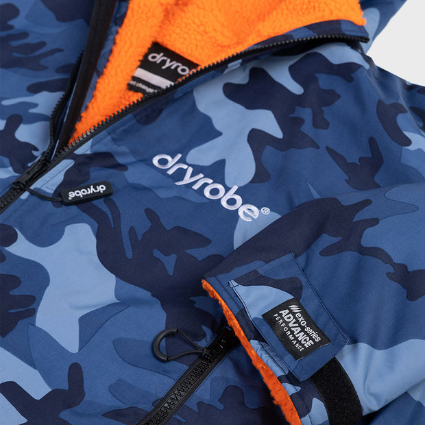 Dryrobe Advance Long Sleeve Change Robe V3 - Blue Camo/Orange