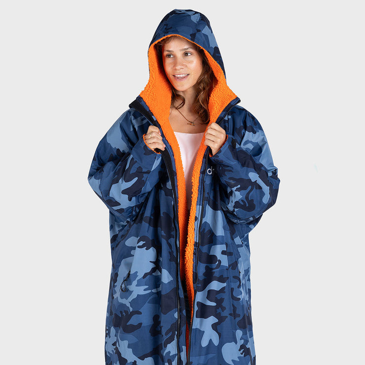 Dryrobe Advance Long Sleeve Change Robe V3 - Blue Camo/Orange