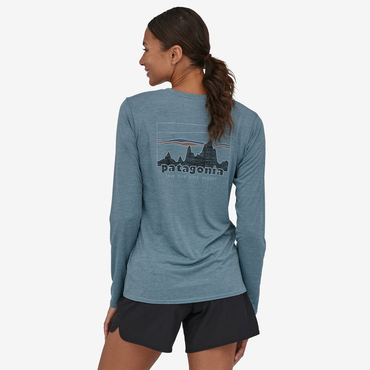 Patagonia Women's Long-Sleeved Capilene® Cool Daily Graphic Shirt - '73 Skyline: Light Plume Grey X-Dye
