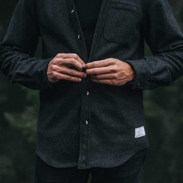 Anián Men's Melton Wool Shirt - Charcoal