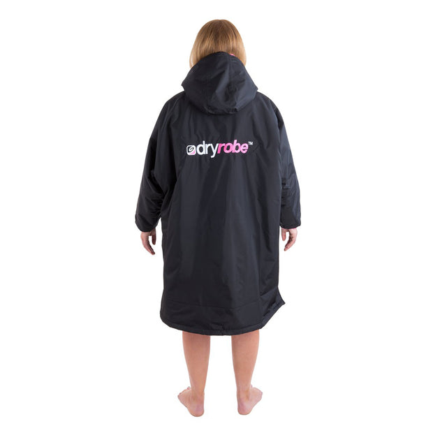 Dryrobe Long Sleeve Change Robe - Black/Pink