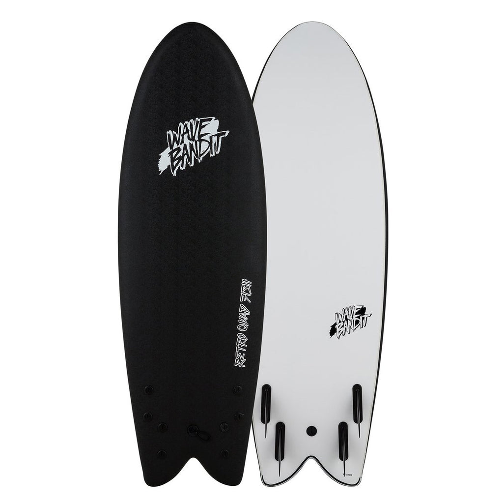 Wave Bandit Retro Fish 5'8 Quad - Black – Surf the Greats