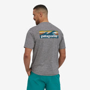 Patagonia Capilene Cool Daily Graphic Shirt  - Boardshort Logo: Abalone Blue Feather Grey